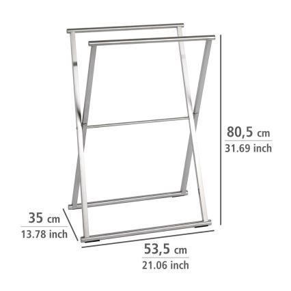 WENKO 22476100 - Suport pentru prosoape LAVA 53,5x80,5 cm oțel inoxidabil/argintiu