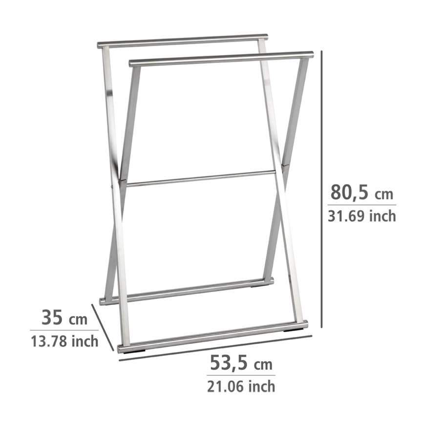 WENKO 22476100 - Suport pentru prosoape LAVA 53,5x80,5 cm oțel inoxidabil/argintiu