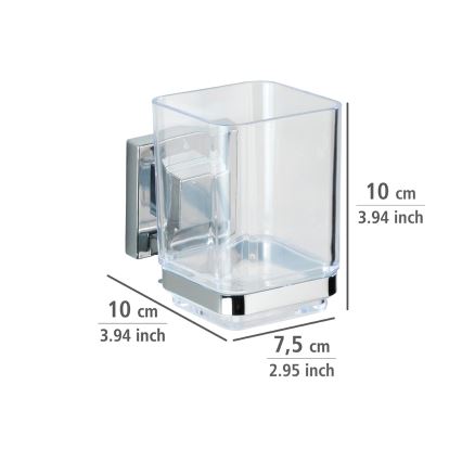 WENKO 22680100 - Pahar VACUUM-LOC QUADRO ED, 7,5x10 cm, argintiu/crom lucios/transparent