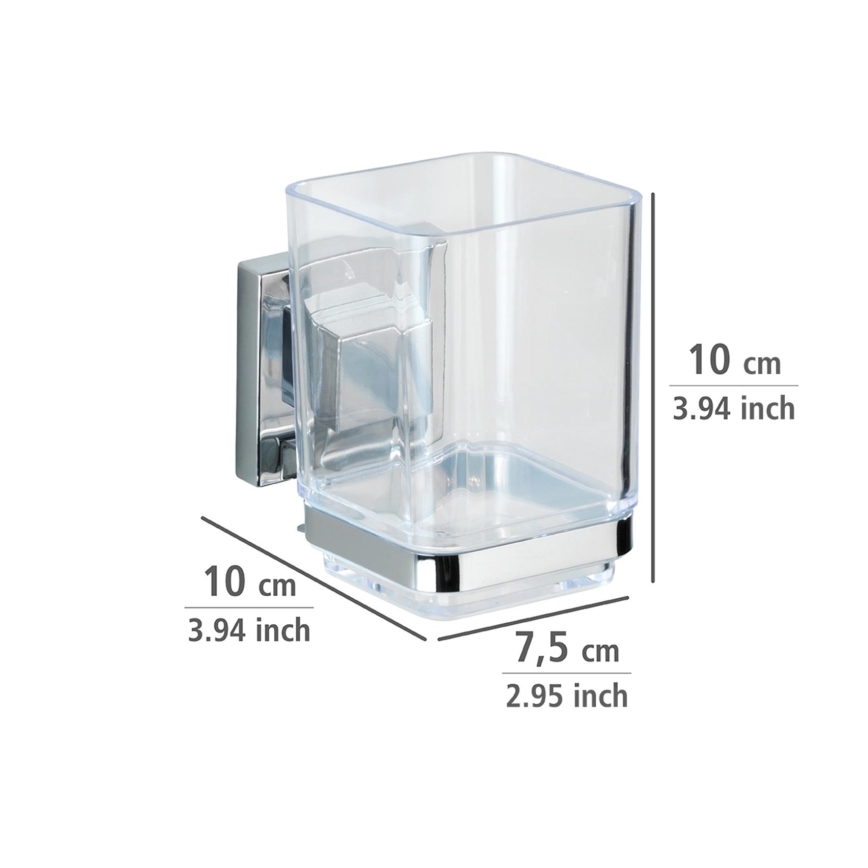 WENKO 22680100 - Pahar VACUUM-LOC QUADRO ED, 7,5x10 cm, argintiu/crom lucios/transparent
