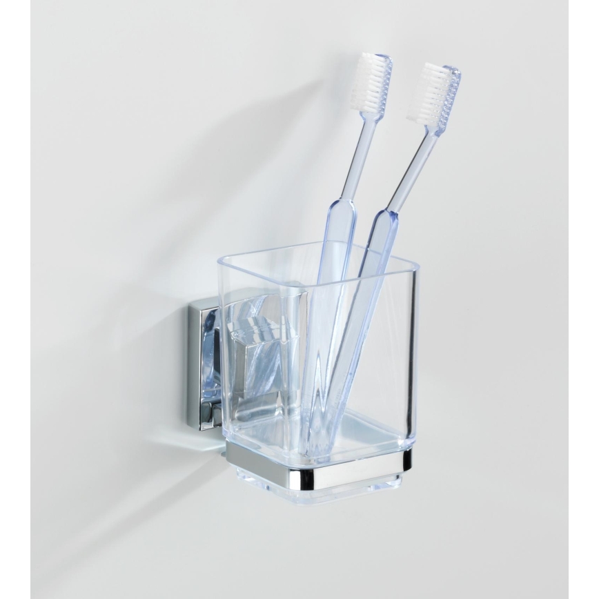 WENKO 22680100 - Pahar VACUUM-LOC QUADRO ED, 7,5x10 cm, argintiu/crom lucios/transparent