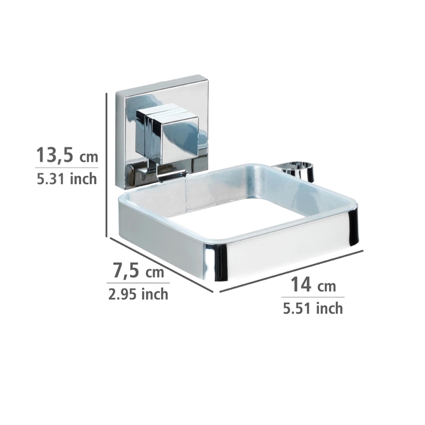 WENKO 22682100 -Suport pentru uscător de păr VACUUM-LOC QUADRO ED 13,5x14 cm argintiu/crom