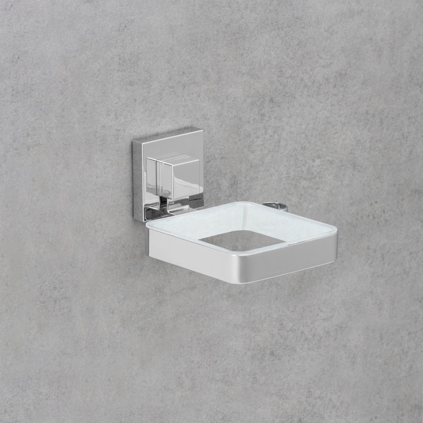 WENKO 22682100 -Suport pentru uscător de păr VACUUM-LOC QUADRO ED 13,5x14 cm argintiu/crom