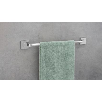 WENKO 22684100 - Suport pentru prosoape VACUUM-LOC QUADRO ED, 60,5 x 6 cm, argintiu / crom lucios