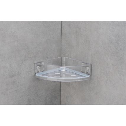 WENKO 22686100 - Poliță de colț VACUUM-LOC QUADRO ED 28 x 19,5 cm argintie/transparentă