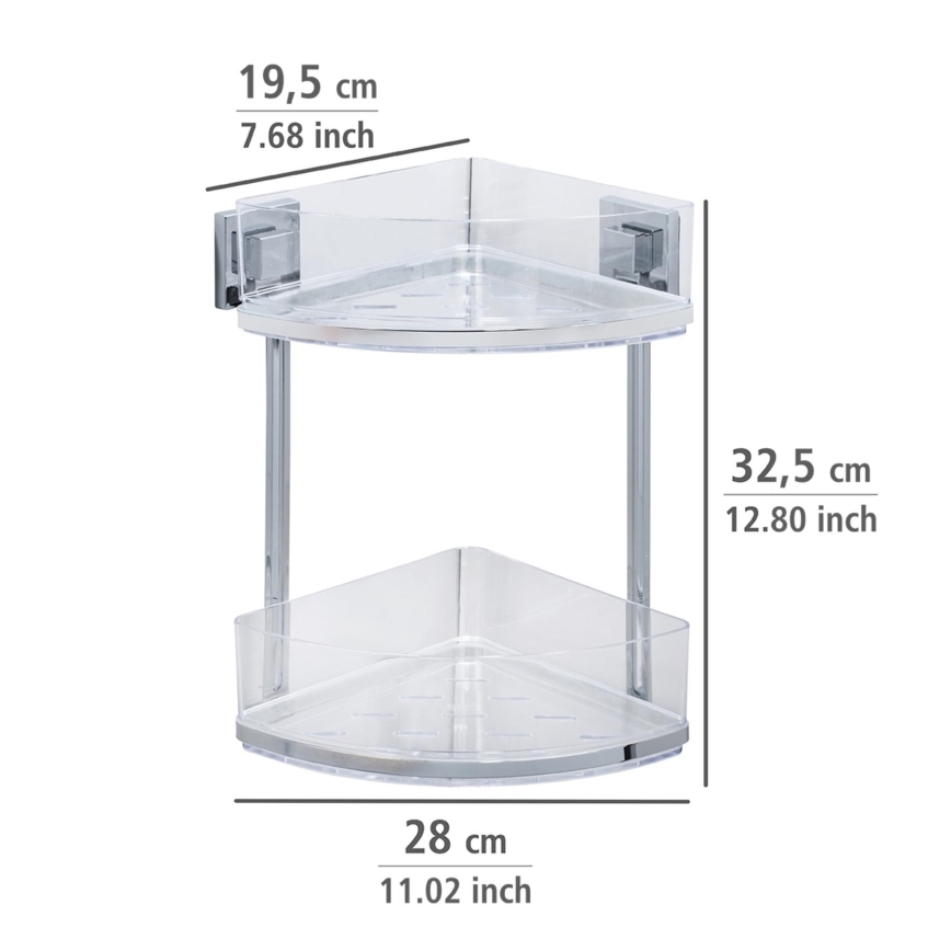 WENKO 22690100 - Raft de colț VACUUM-LOC QUADRO ED, 28 x 32,5 cm, argintiu/crom lucios
