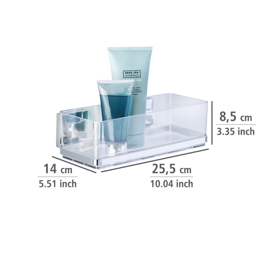 WENKO 22692100 - Poliță VACUUM-LOC QUADRO ED, 25,5 x 14 cm, argintiu/transparent