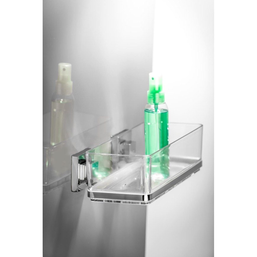 WENKO 22692100 - Poliță VACUUM-LOC QUADRO ED, 25,5 x 14 cm, argintiu/transparent