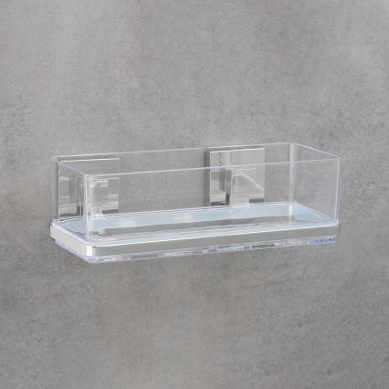 WENKO 22692100 - Poliță VACUUM-LOC QUADRO ED, 25,5 x 14 cm, argintiu/transparent