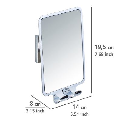 WENKO 22693100 - Oglindă cosmetică VACUUM-LOC QUADRO ED 14 x 19,5 cm, crom lucios