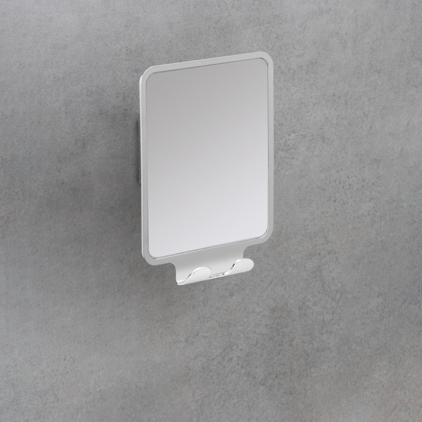 WENKO 22693100 - Oglindă cosmetică VACUUM-LOC QUADRO ED 14 x 19,5 cm, crom lucios