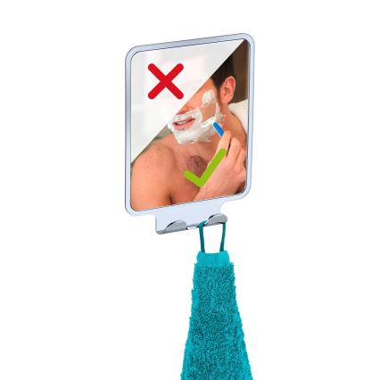 WENKO 22693100 - Oglindă cosmetică VACUUM-LOC QUADRO ED 14 x 19,5 cm, crom lucios