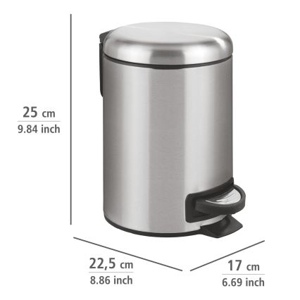 WENKO 22702100 - Coș de gunoi LEMAN 17 x 25 cm, inox satinat/negru