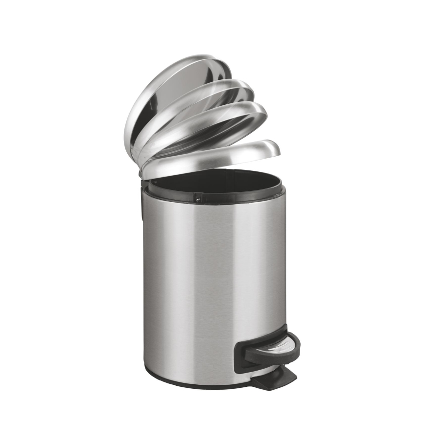 WENKO 22702100 - Coș de gunoi LEMAN 17 x 25 cm, inox satinat/negru