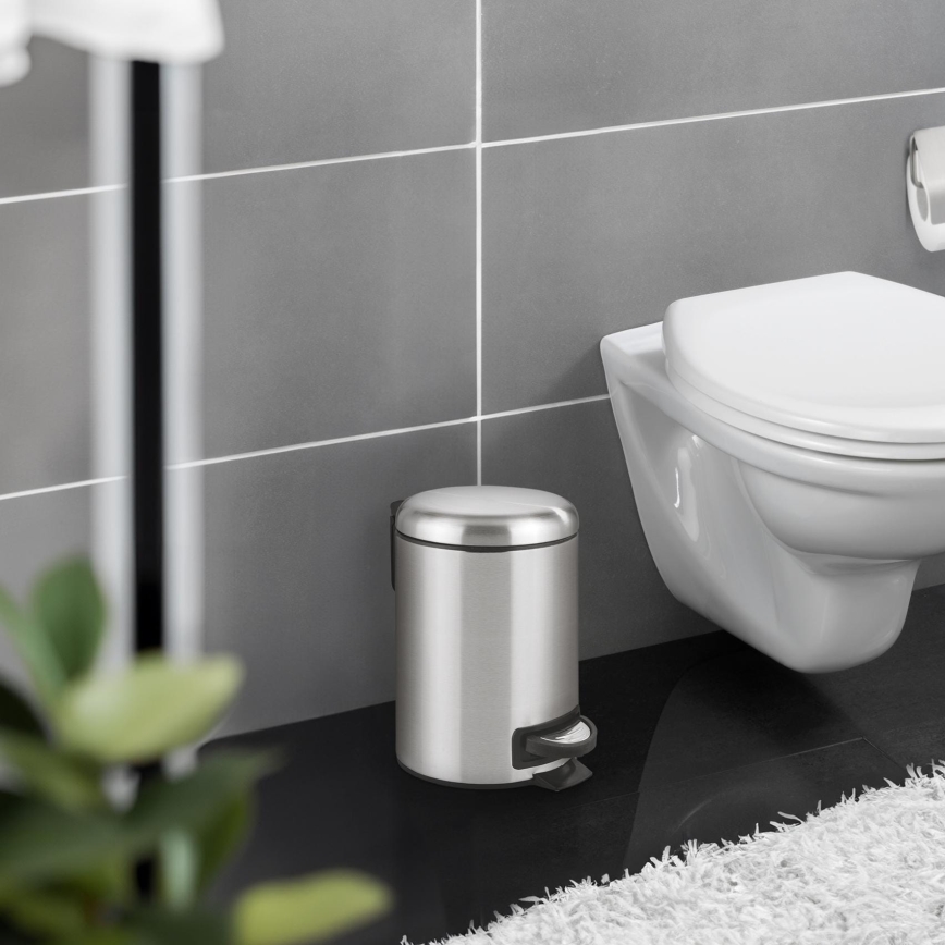 WENKO 22702100 - Coș de gunoi LEMAN 17 x 25 cm, inox satinat/negru