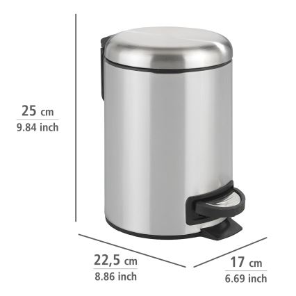 WENKO 22829100 - Coș LEMAN, 17 x 25 cm, inox satinat/negru