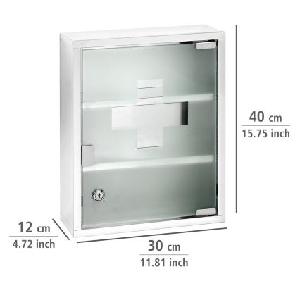 WENKO 22924100 - Trusă de prim-ajutor 30 x 40 cm, oțel inoxidabil/argintiu