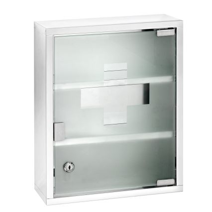 WENKO 22924100 - Trusă de prim-ajutor 30 x 40 cm, oțel inoxidabil/argintiu