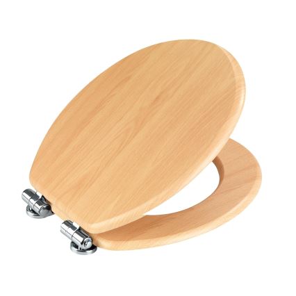 WENKO 22979100-WC Capac WC Fag natural 35,5x42,5 cm maro/argintiu