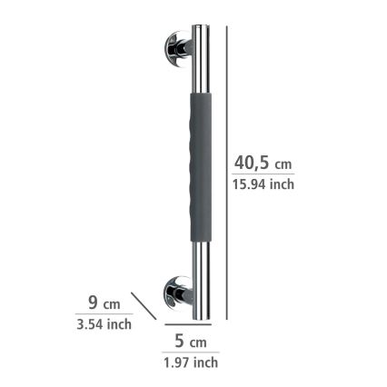 WENKO 23284100-Mâner SECURA 40,5x9 cm inox/antracit/crom lucios