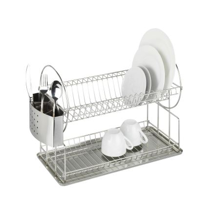 WENKO 2329100 - Scurgător de vase DUO, 21 x 33 cm, inox/argintiu