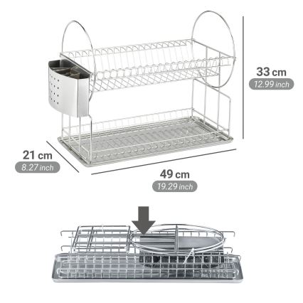 WENKO 2329100 - Scurgător de vase DUO, 21 x 33 cm, inox/argintiu