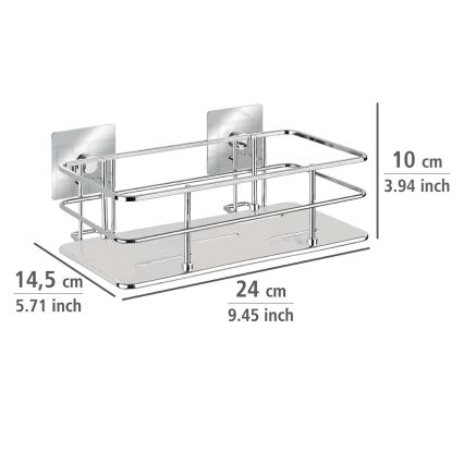 WENKO 23854800 - Poliță TURBO-LOC QUADRO ED., 24 x 14,5 cm, inox/crom lucios
