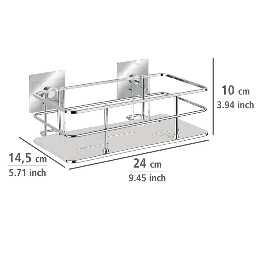 WENKO 23854800 - Poliță TURBO-LOC QUADRO ED., 24 x 14,5 cm, inox/crom lucios
