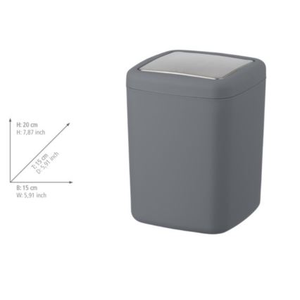 WENKO 23979100 - Coș de gunoi BARCELONA 15x20 cm antracit/crom lucios