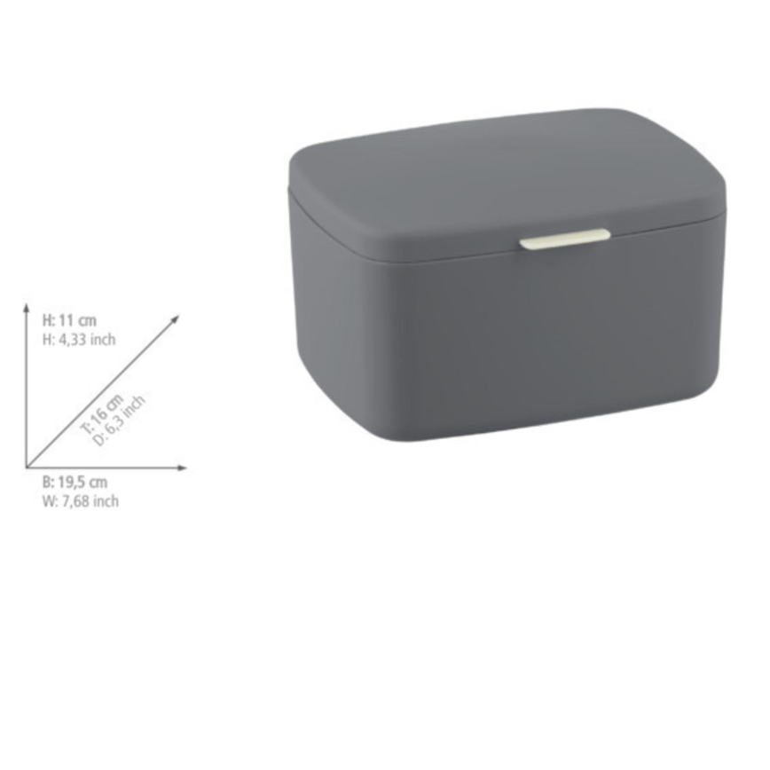 WENKO 23981100 - Cutie BARCELONA 19,5 x 16 cm, antracit/crom lucios