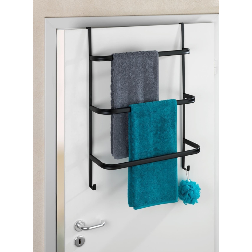 WENKO 24026100 - Suport pentru prosoape IRPINIA 54,5 x 77,5 cm, negru