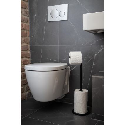 WENKO 24034100 - Suport pentru hârtie igienică, 21 x 55 cm, negru/argintiu