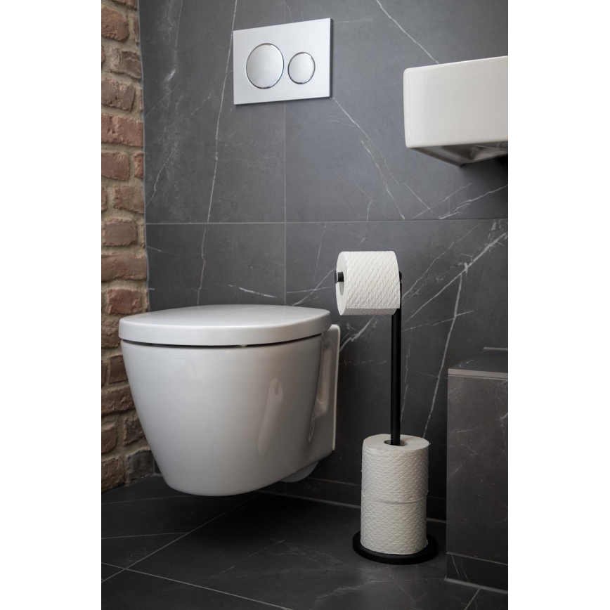 WENKO 24034100 - Suport pentru hârtie igienică, 21 x 55 cm, negru/argintiu