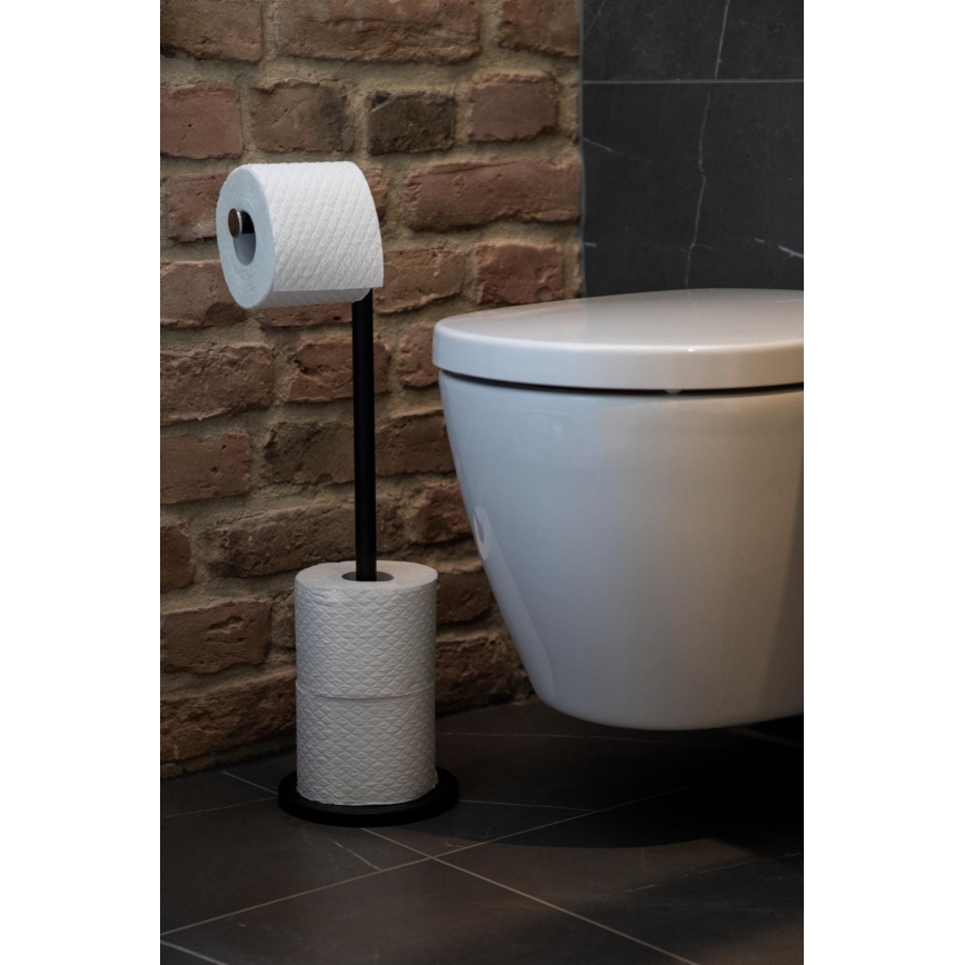 WENKO 24034100 - Suport pentru hârtie igienică, 21 x 55 cm, negru/argintiu