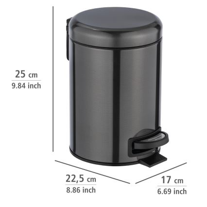 WENKO 24035100 - Coș de gunoi LEMAN 17x25 cm inox/negru