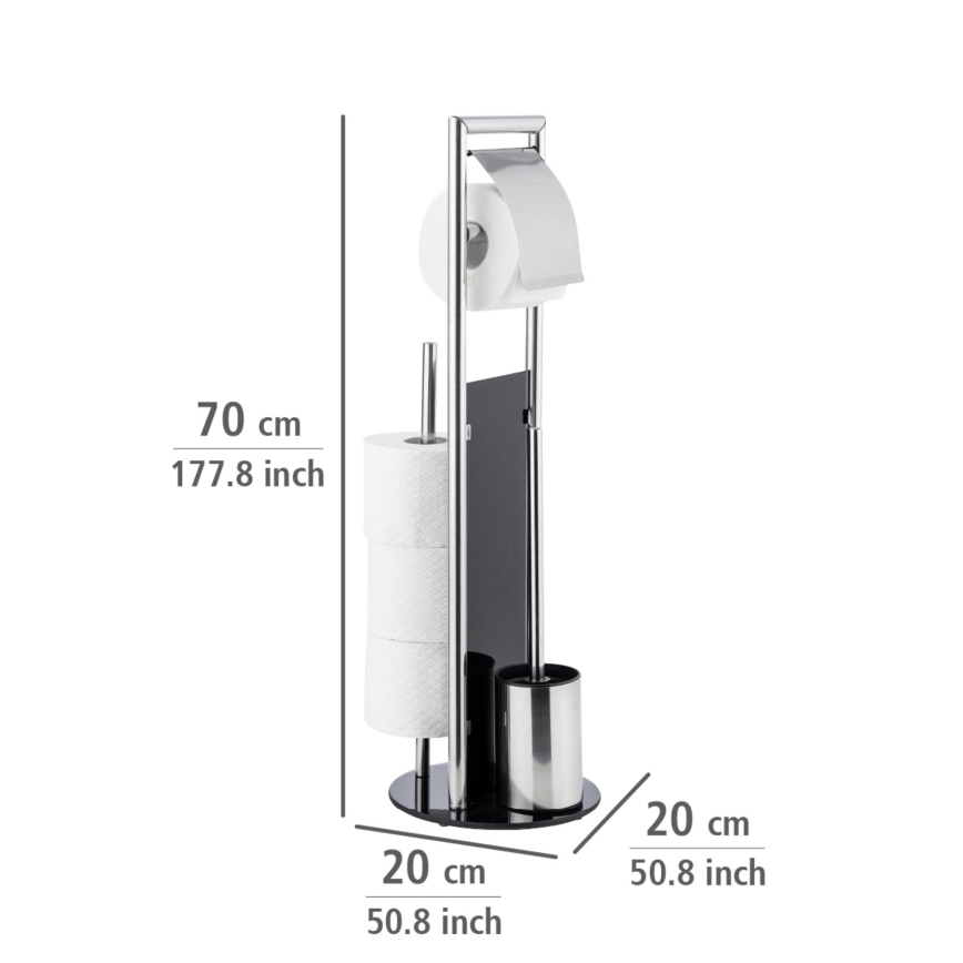 WENKO 24075800 - Set WC RAVINA, 20x707 cm, inox/argintiu/negru