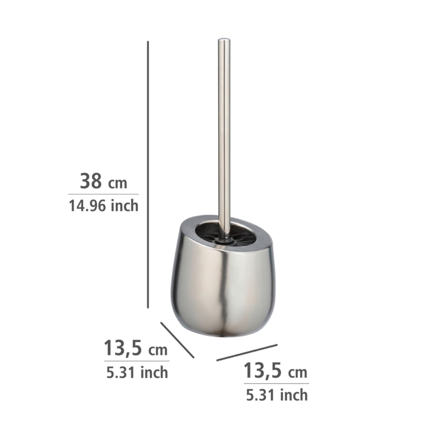WENKO 24140100 - Perie WC BADI, 13,5 x 38 cm, argintie