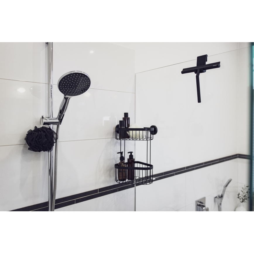 WENKO 24171100 - Racletă pentru duș MOLA 21x24,5 cm inox/negru