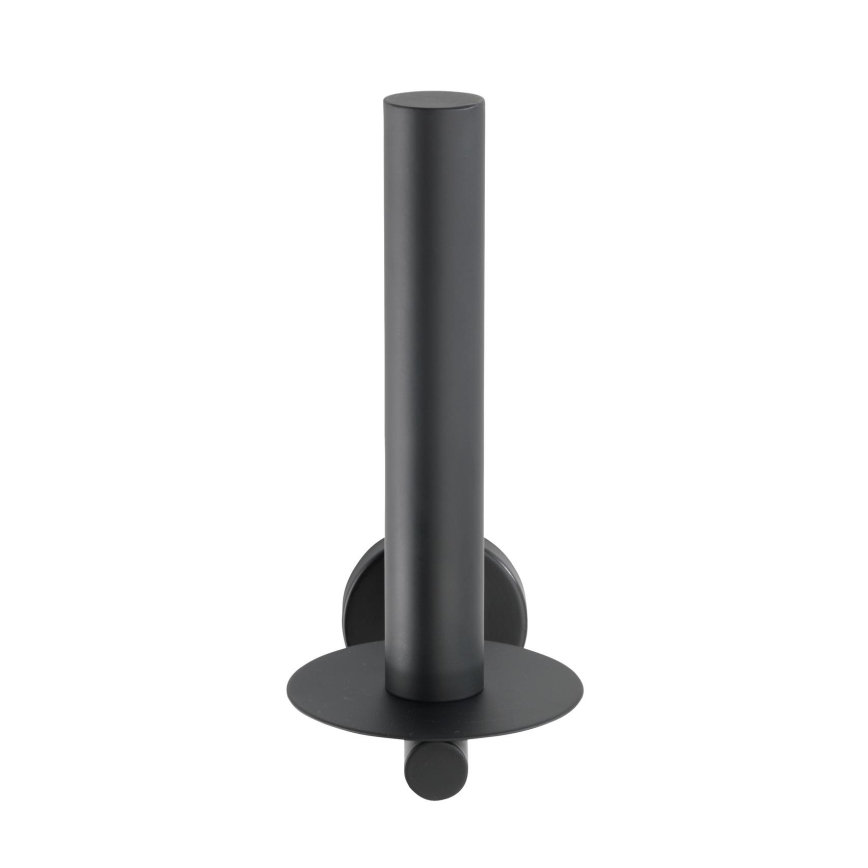 WENKO 24262100 - Suport pentru hârtie igienică BOSIO BLACK, 8 x 18 cm, inox/argintiu