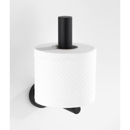 WENKO 24262100 - Suport pentru hârtie igienică BOSIO BLACK, 8 x 18 cm, inox/argintiu