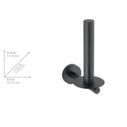 WENKO 24262100 - Suport pentru hârtie igienică BOSIO BLACK, 8 x 18 cm, inox/argintiu