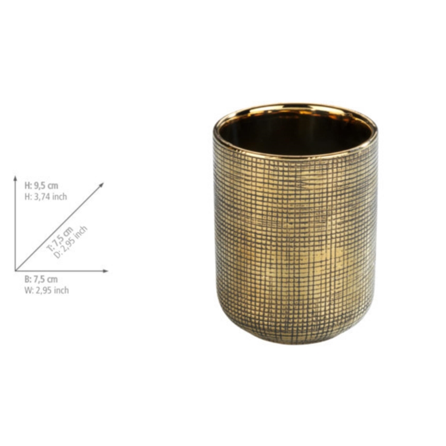 WENKO 24400100 - Pahar RIVARA pentru periuțe, 7,5 x 9,5 cm, auriu