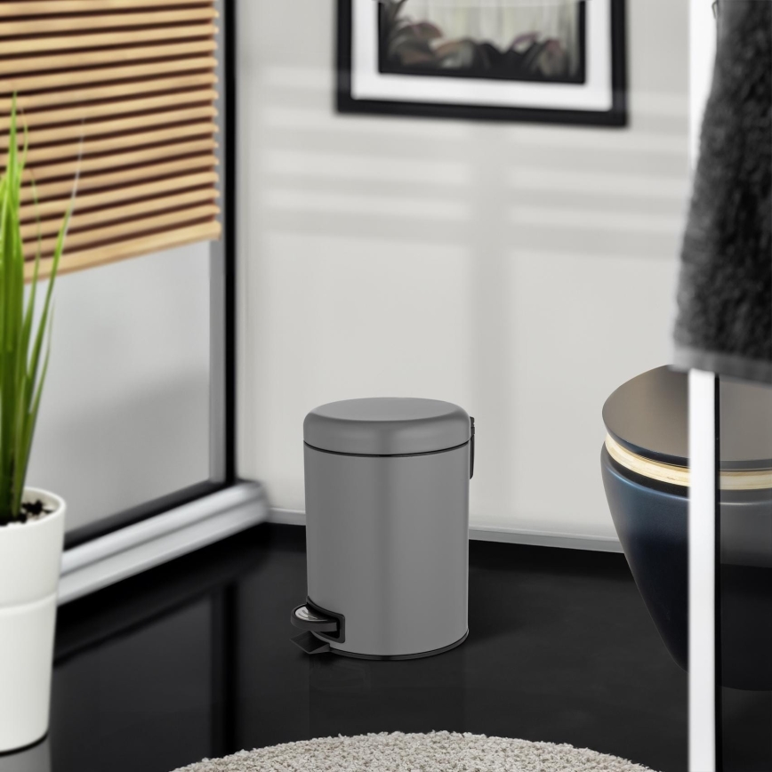 WENKO 24682100 - Coș LEMAN 21x24 cm, gri/negru