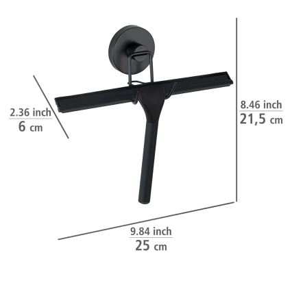 WENKO 24731100 - Racletă pentru duș VACUUM-LOC, rotundă, 24,5 x 25 cm, neagră