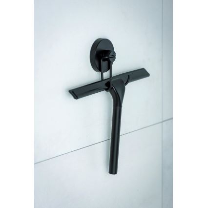 WENKO 24731100 - Racletă pentru duș VACUUM-LOC, rotundă, 24,5 x 25 cm, neagră