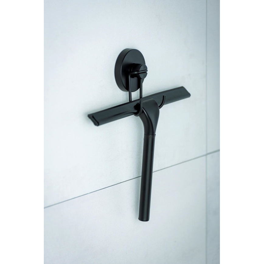 WENKO 24731100 - Racletă pentru duș VACUUM-LOC, rotundă, 24,5 x 25 cm, neagră
