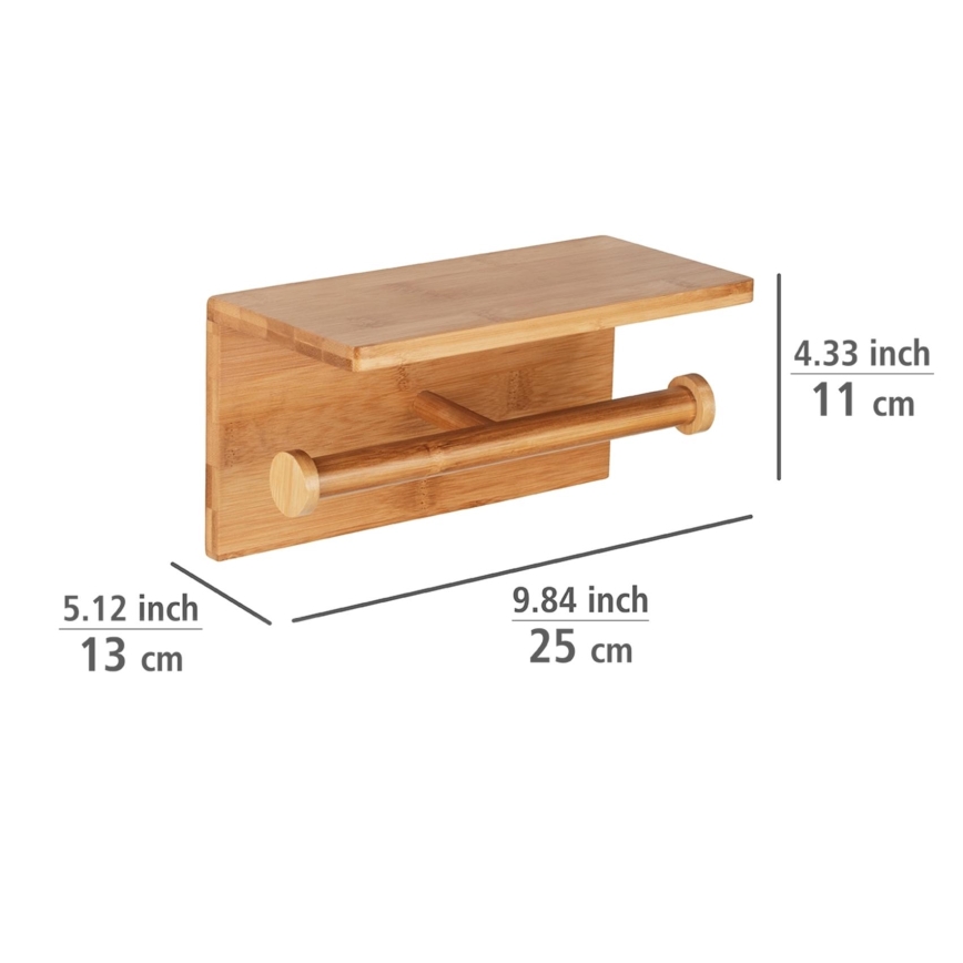 WENKO 24745100 - Suport pentru hârtie igienică BAMBUSA, 25 x 13 cm, maro