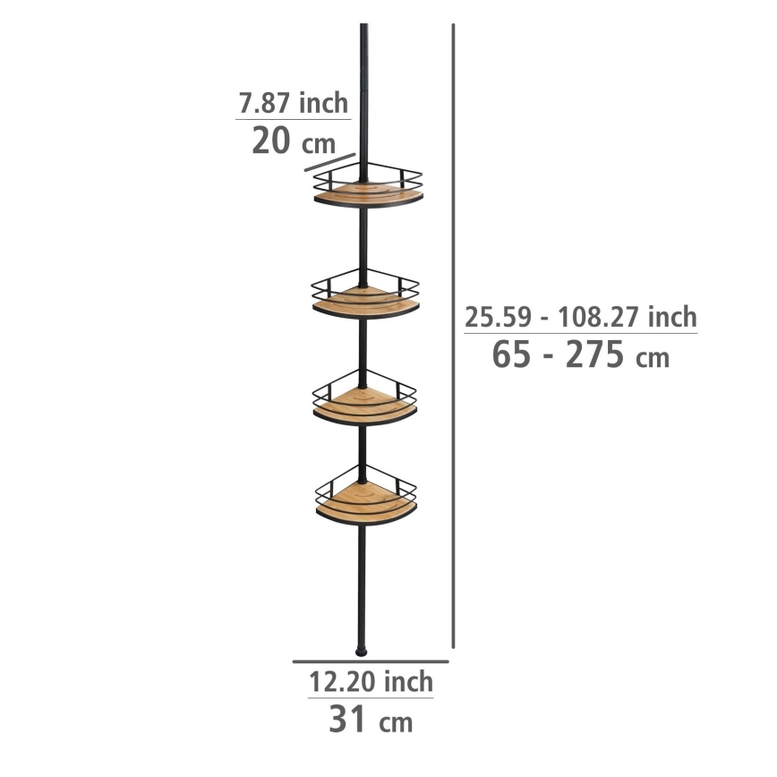 WENKO 24756100-Poliță de colț DOLCEDO 31x20 cm inox/negru/maro