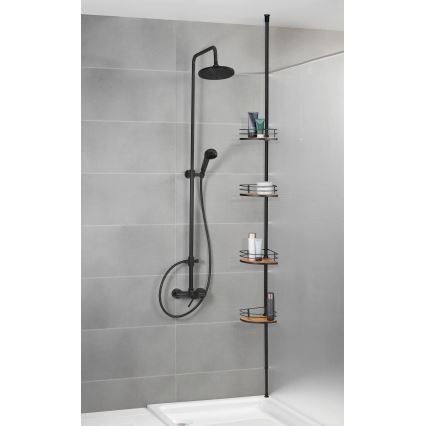 WENKO 24756100-Poliță de colț DOLCEDO 31x20 cm inox/negru/maro