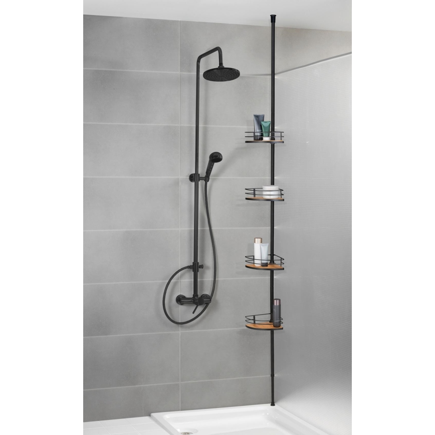 WENKO 24756100-Poliță de colț DOLCEDO 31x20 cm inox/negru/maro